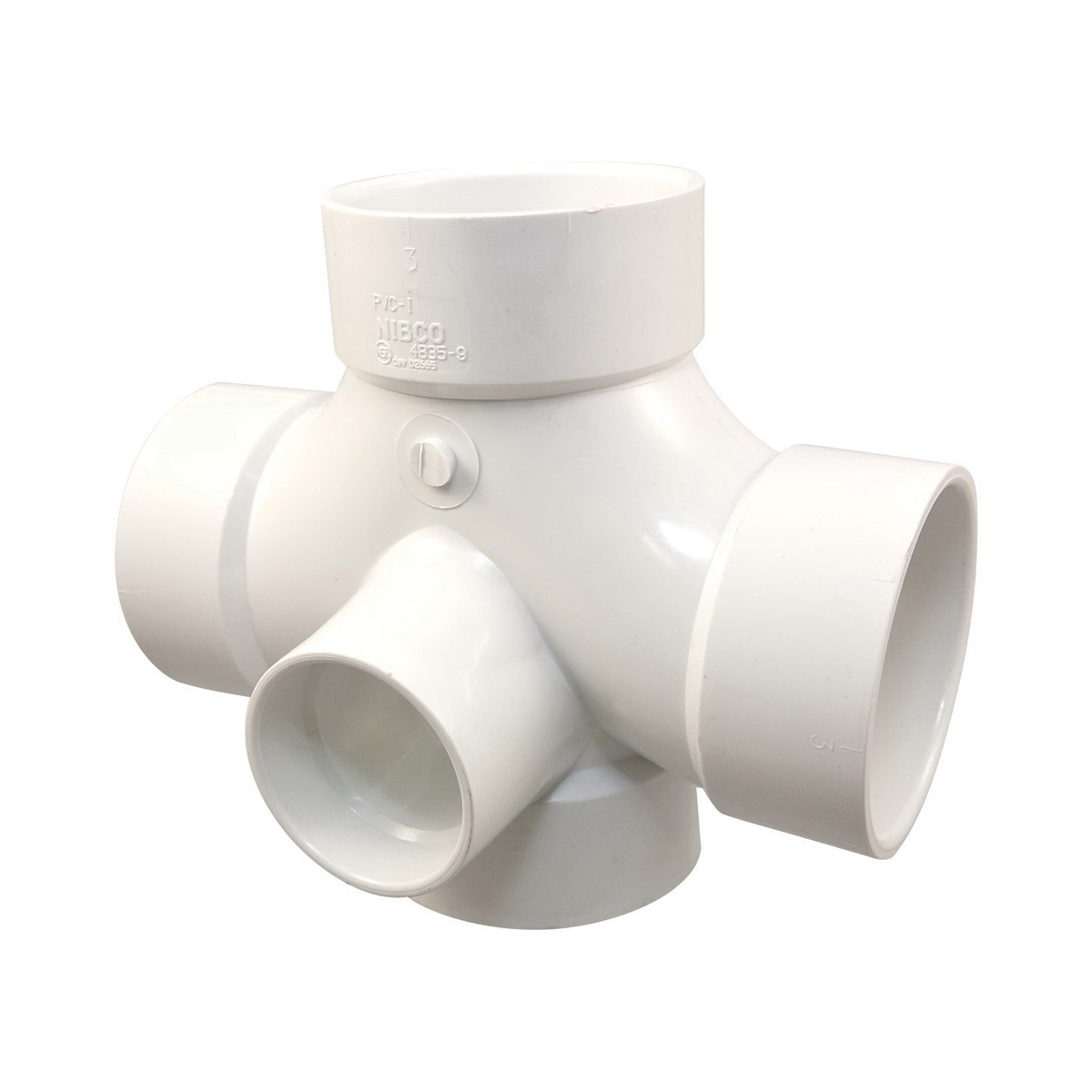 K275250 48359R DWV Double 90 deg Sanitary Tee With 90 deg Inlet Hub