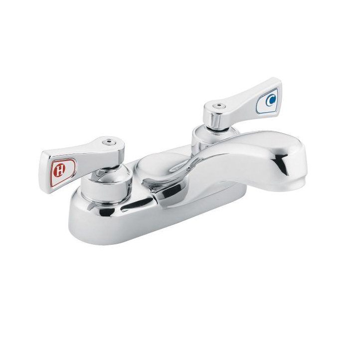 Moen® 8210F05 Centerset Bathroom Faucet, M-DURA™, Chrome Plated, 2 Handles, 0.5 gpm