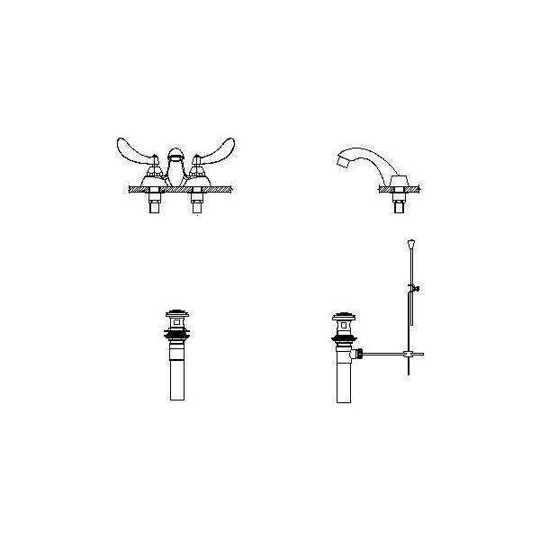 DELTA® 21C224 Heavy Duty Centerset Sink Faucet, TECK®, Polished Chrome, 2 Handles, Metal Pop-Up Drain, 1.5 gpm