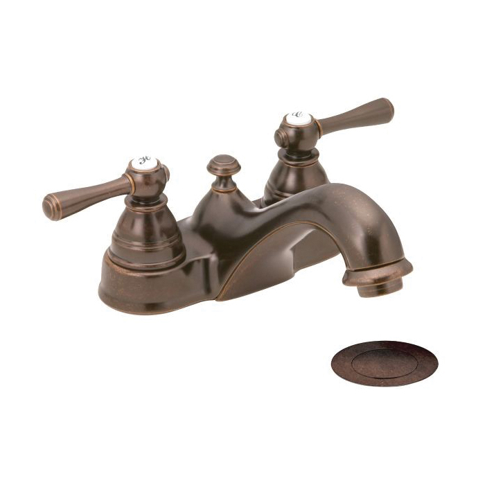 Moen® 6101ORB Centerset Bathroom Faucet, Kingsley™, Oil Rubbed Bronze, 2 Handles, Pop-Up Drain, 1.5 gpm