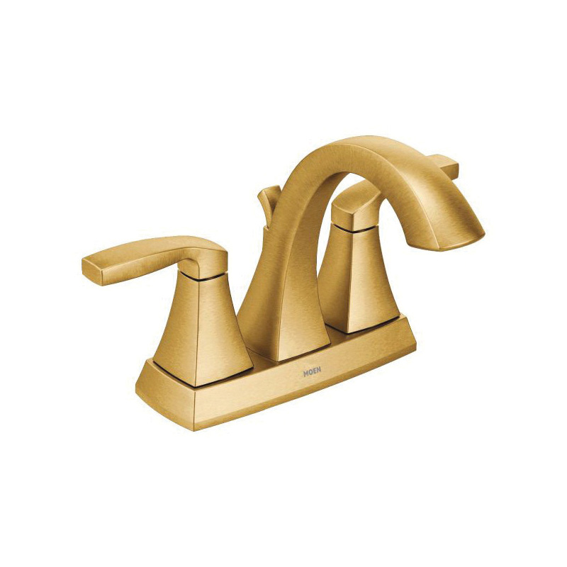 Moen® 6901BG Model 6901 Bathroom Faucet, Voss™, Brushed Gold, 2 Handles, Lift Rod Drain, 1.2 gpm