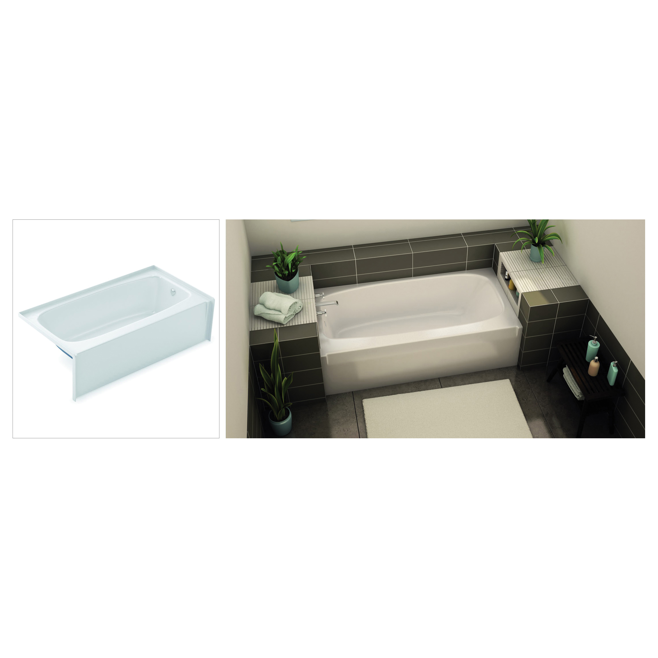 Aker® by MAAX 142015L000002 TOF 3260 AFR Bathtub, 60 in Lx32 in W