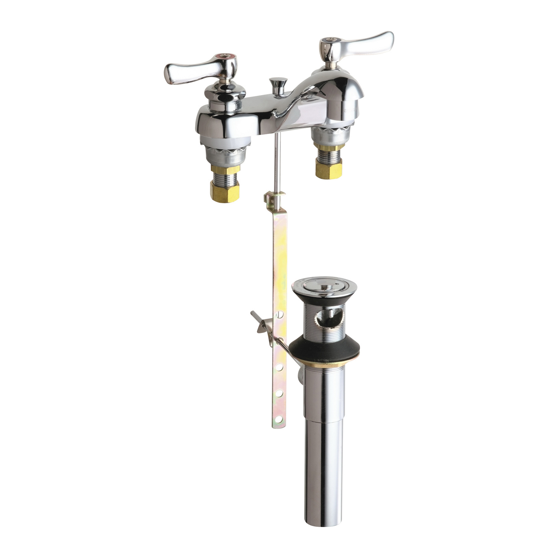Chicago Faucet® 797-VABCP Lavatory Sink Faucet, Chrome Plated, 2 Handles, Pop-Up Drain, 2.2 gpm