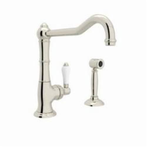 A3650/11LMWS-PN-2 Italian Country Kitchen Cinquanta Kitchen Faucet With Side Spray and Extended Spout, Polished Nickel