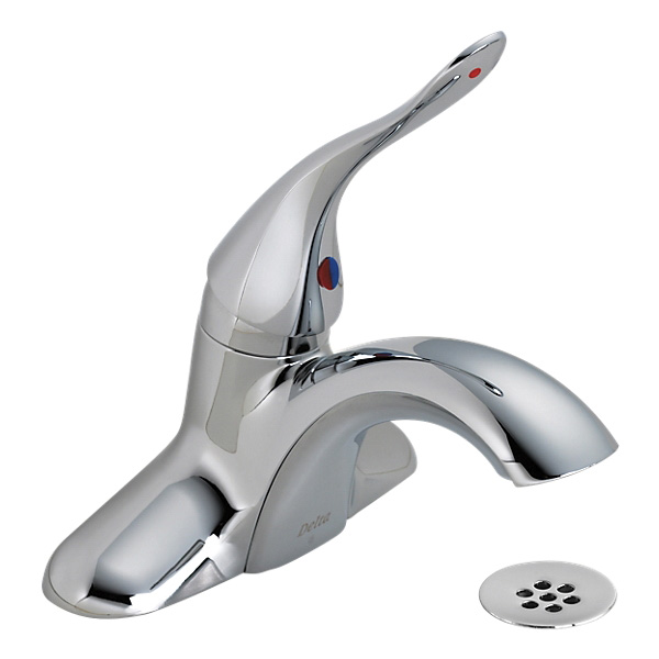 DELTA® 516LF-HGMHDF Centerset Lavatory Faucet, HDF®, Chrome Plated, 1 Handles, Grid Strainer Drain, 0.5 gpm