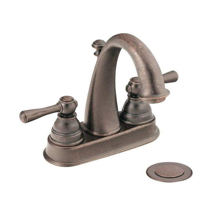 Moen® 6121ORB Centerset Bathroom Faucet, Kingsley™, Oil Rubbed Bronze, 2 Handles, Metal Pop-Up Drain, 1.2 to 1.5 gpm