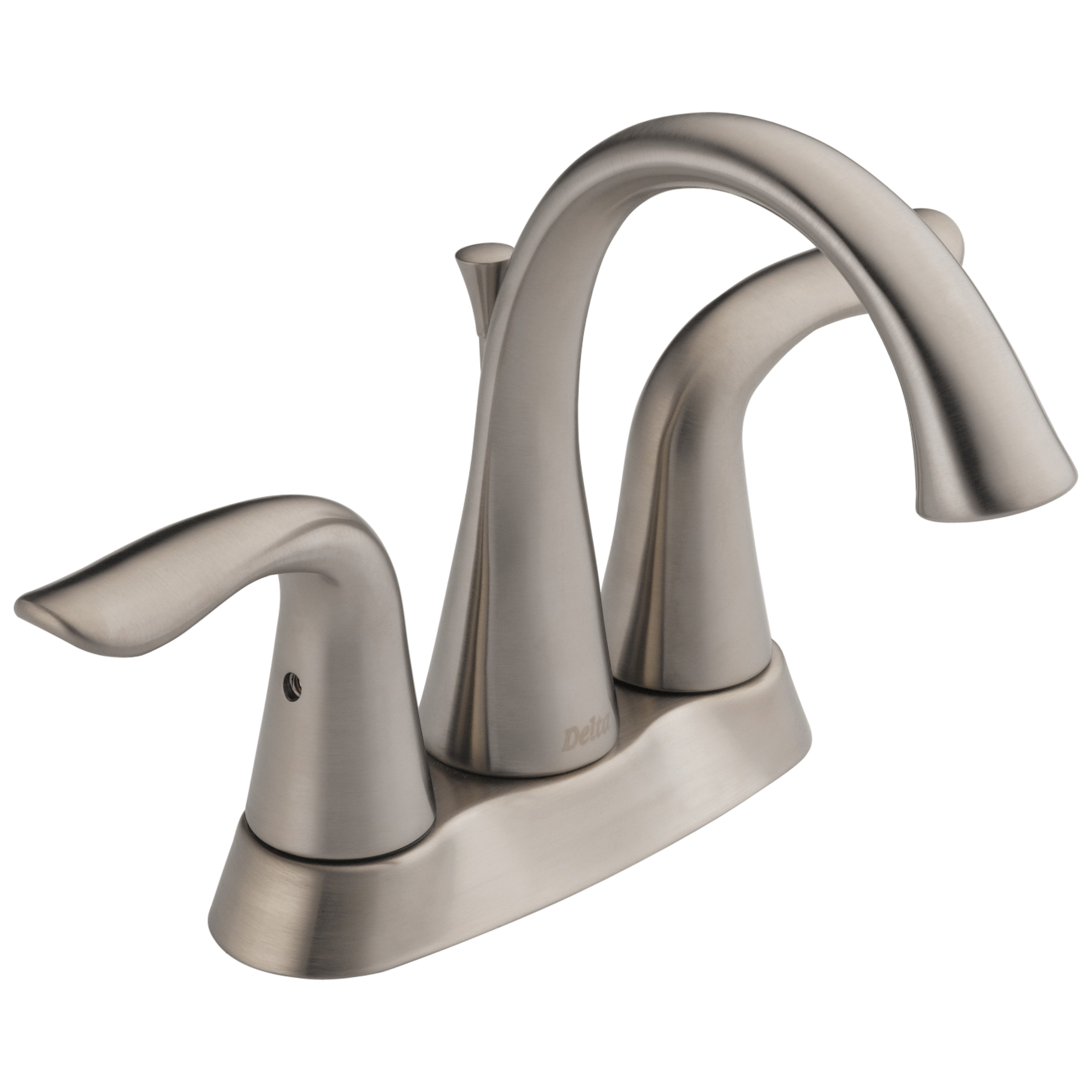 DELTA® 2538-SSMPU-DST Centerset Lavatory Faucet, Lahara®, Stainless Steel, 2 Handles, Metal Pop-Up Drain, 1.2 gpm