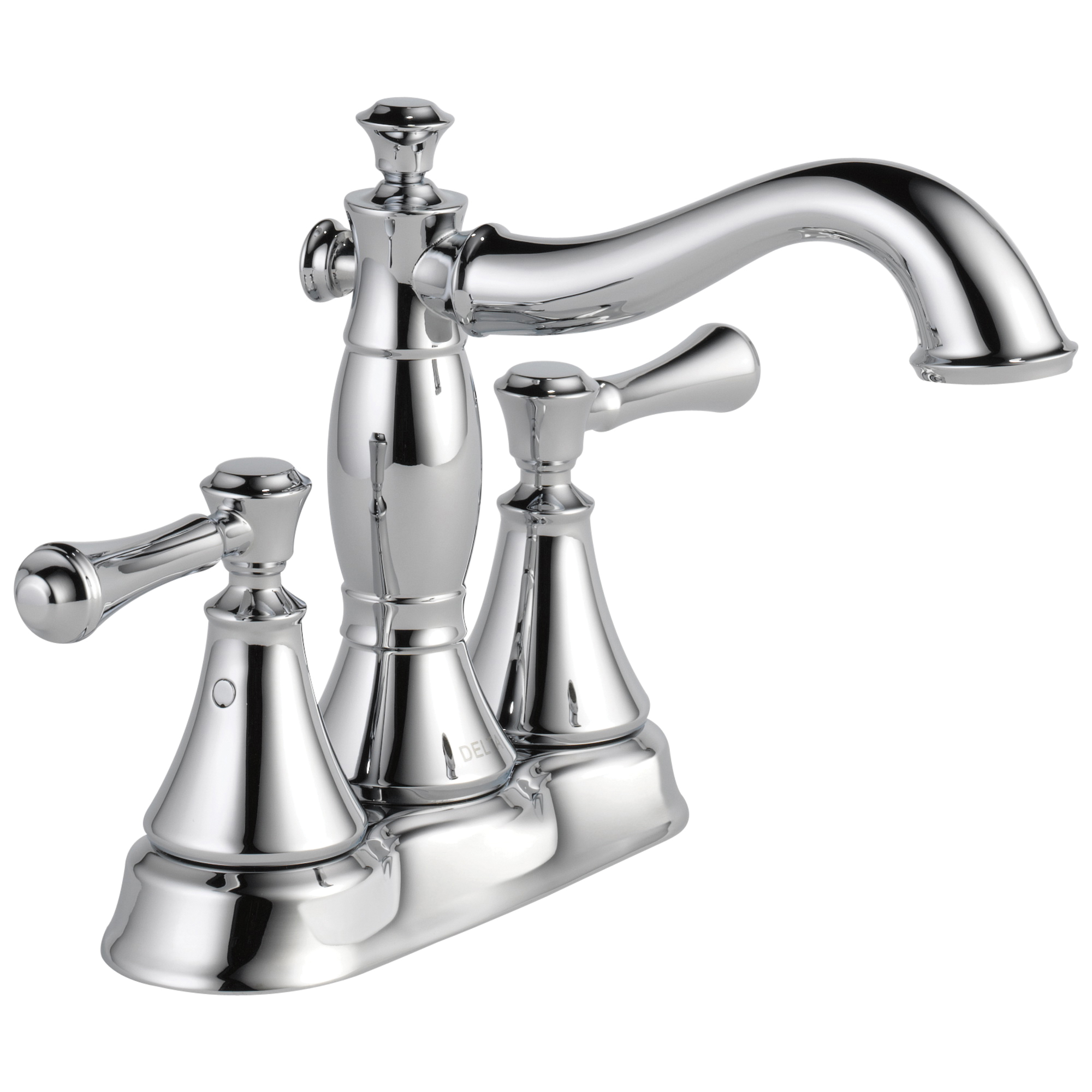 DELTA® 2597LF-MPU Centerset Lavatory Faucet, Cassidy™, Chrome Plated, 2 Handles, Metal Pop-Up Drain, 1.2 gpm