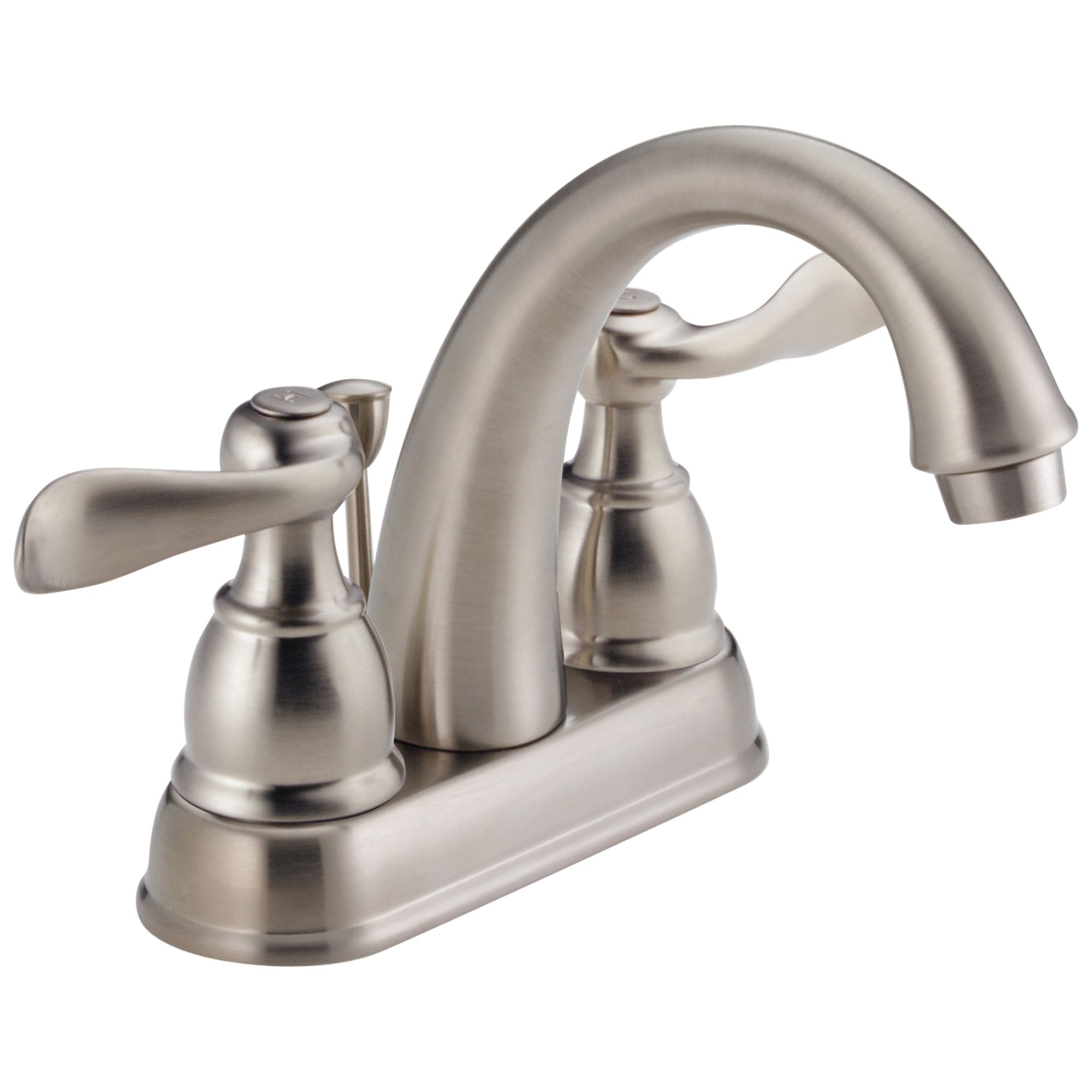 DELTA® B2596LF-SS Centerset Lavatory Faucet, Windemere®, Stainless Steel, 2 Handles, Metal Pop-Up Drain, 1.2 gpm