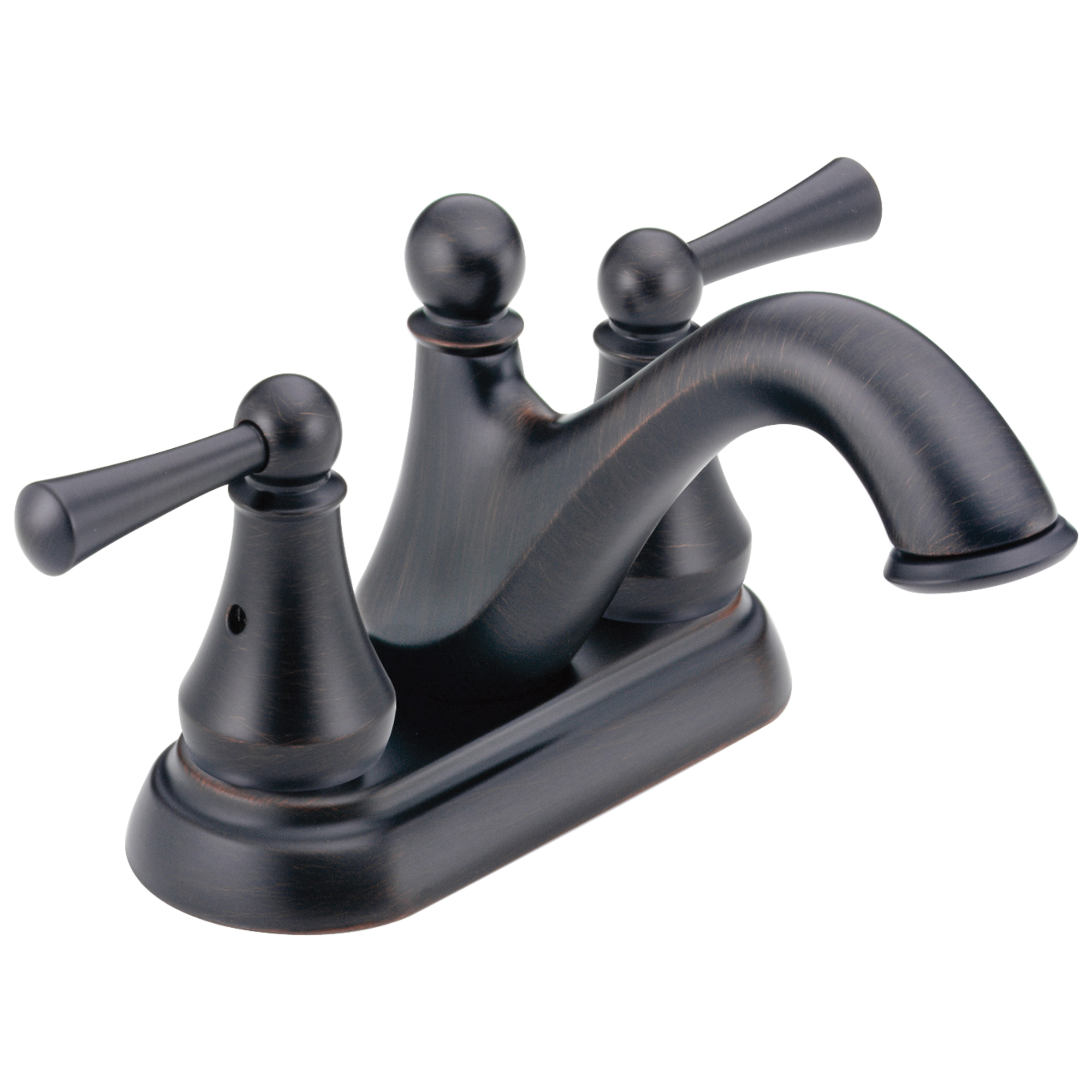 DELTA® 25999LF-RB Centerset Lavatory Faucet, Haywood™, Venetian Bronze, 2 Handles, Plastic Pop-Up Drain, 1.2 gpm