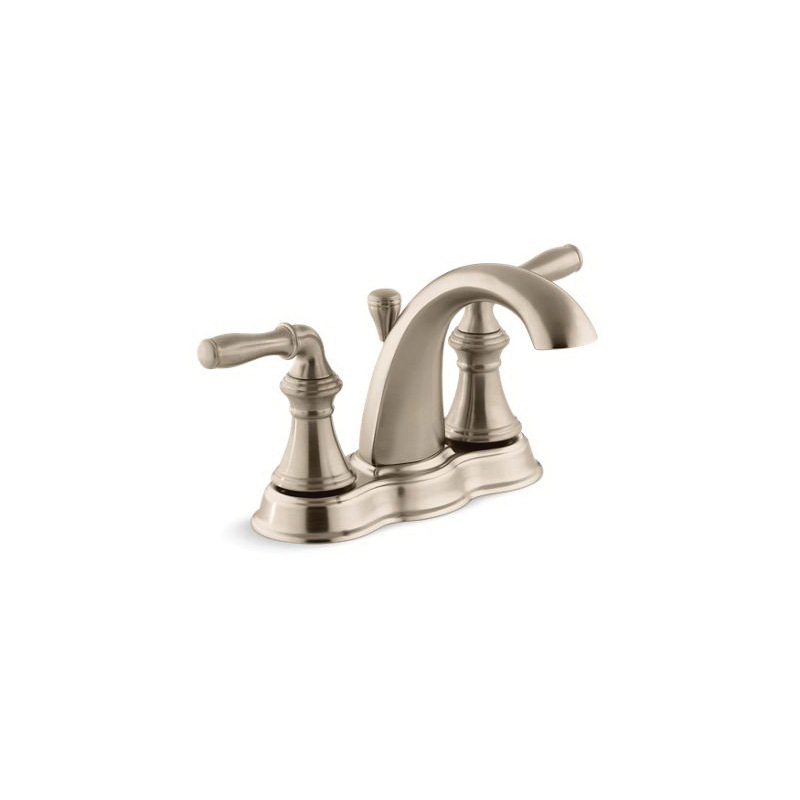 Kohler® 393-N4-BV Centerset Bathroom Sink Faucet, Devonshire®, Vibrant® Brushed Bronze, 2 Handles, Pop-Up Drain, 1.2 gpm - Discontinued