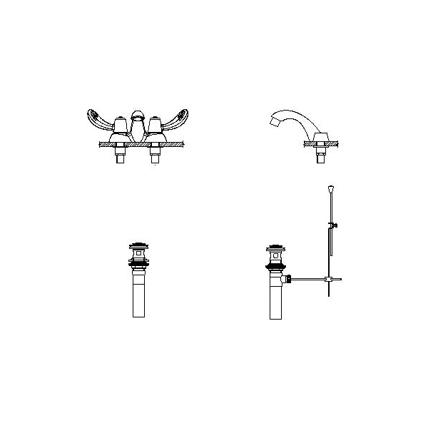 DELTA® 21C252-TI Heavy Duty Centerset Sink Faucet, TECK®, Polished Chrome, 2 Handles, Metal Pop-Up Drain, 0.5 gpm