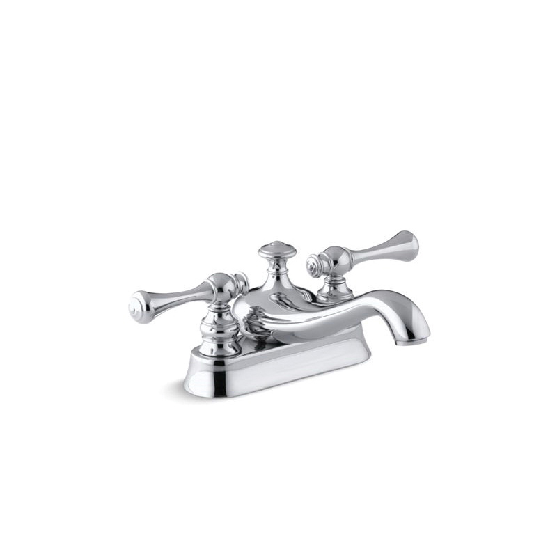 Kohler® 16100-4A-CP Centerset Bathroom Sink Faucet, Revival®, Polished Chrome, 2 Handles, Metal Pop-Up Drain, 1.2 gpm