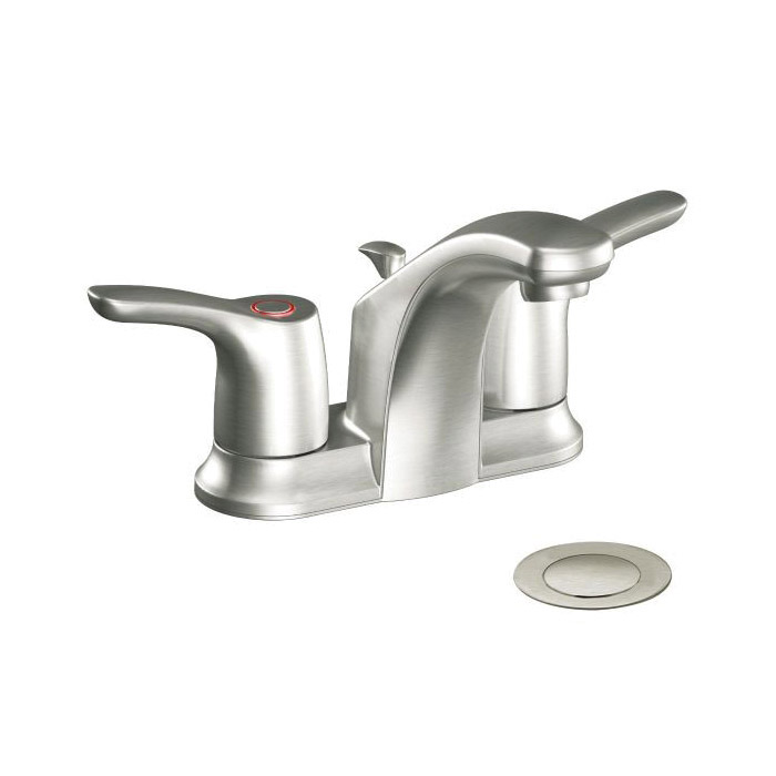 CFG CA42211BN Centerset Bathroom Faucet, Baystone™, Brushed Nickel, 2 Handles, 50/50 Pop-Up Drain, 1.5 gpm