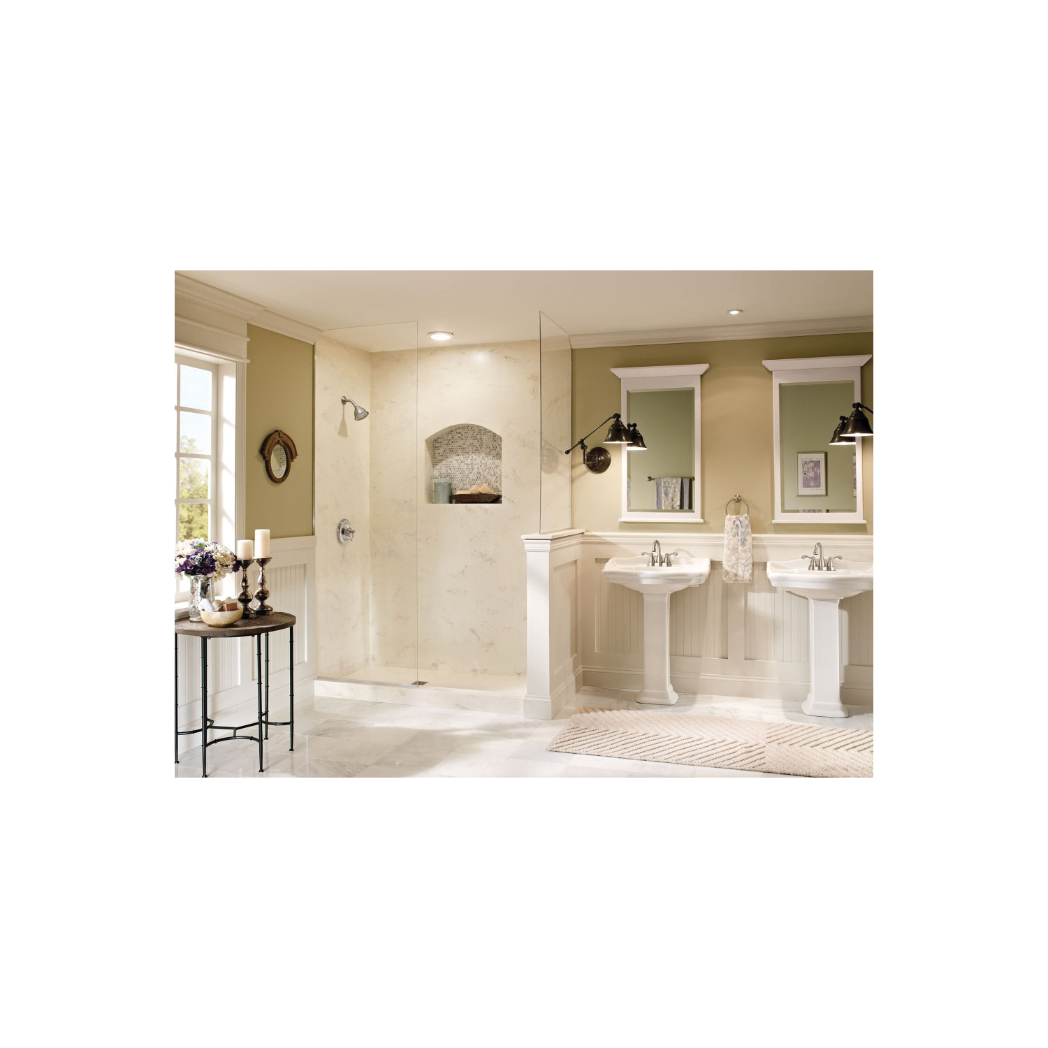 Moen® WS84003SRN Centerset Bathroom Faucet, Traditional®, Spot Resist® Brushed Nickel, 2 Handles, 50/50 Pop-Up Drain, 1.2 gpm