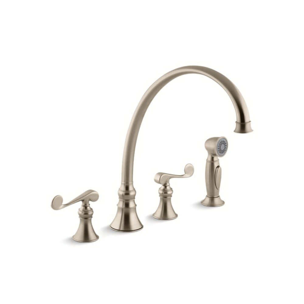 16111-4-BV Revival® Kitchen Sink Faucet, 1.5 gpm, 8 in Center, Brushed Bronze, 2 Handles - Discontinued