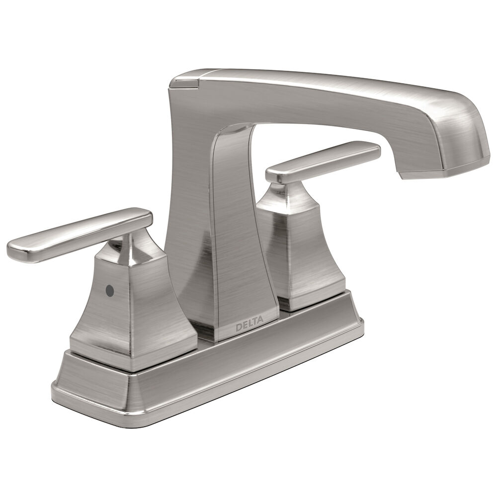 DELTA® 2564-SSMPU-DST Centerset Lavatory Faucet, Ashlyn®, Stainless Steel, 2 Handles, Metal Pop-Up Drain, 1.2 gpm