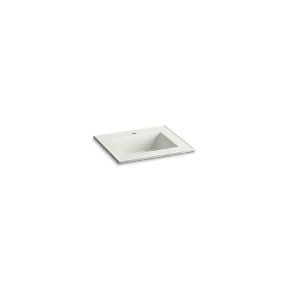 Kohler® 2777-1-G82 Ceramic/Impressions® Bathroom Sink With Overflow, Rectangular, 25 in W x 22-3/8 in Dx7-1/2 in H, Vanity Top Mount, Fireclay/Vitreous China, Dune
