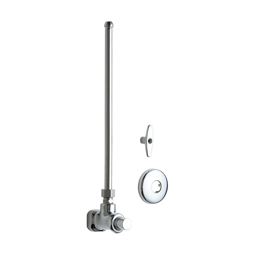 1006-ABCP Angle Stop Fitting With Supply Tube and Loose Key, Chrome Plated