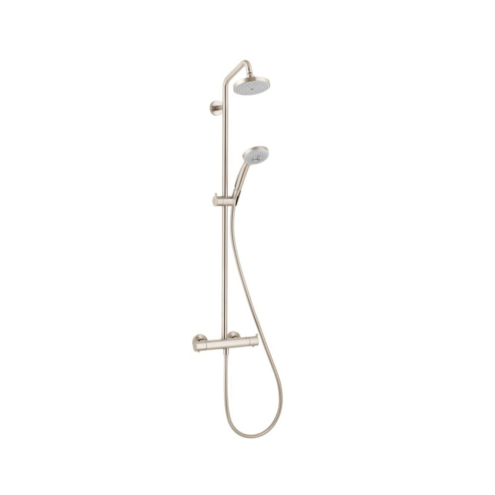 27169821 Croma Shower Pipe, Full/Pulsating Massage/Intense Turbo Spray, Brushed Nickel