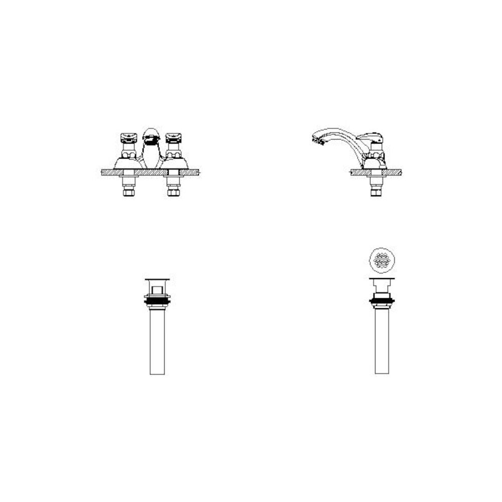 86T1093 TECK® Mixing Metering Handwash Faucet, Chrome Plated, Open Grid Strainer Drain