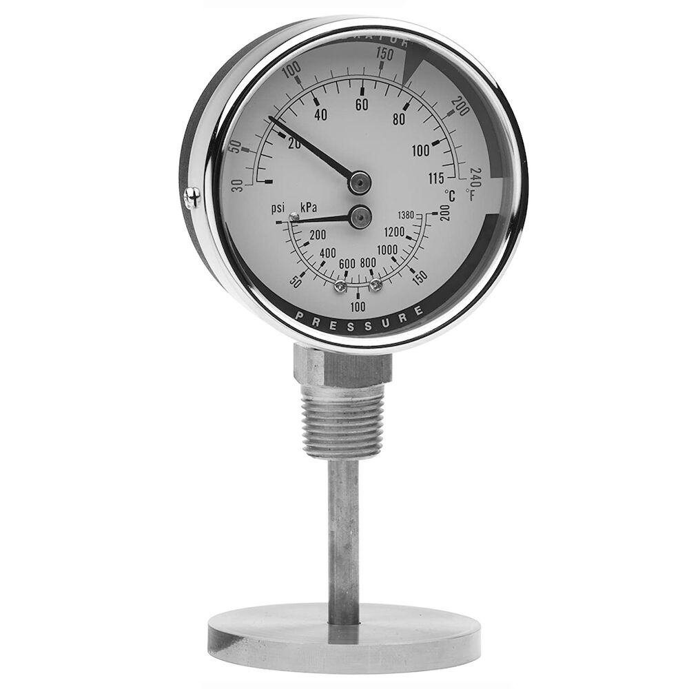 0-75# 30-250F 1/4 NPT Back Tridicator