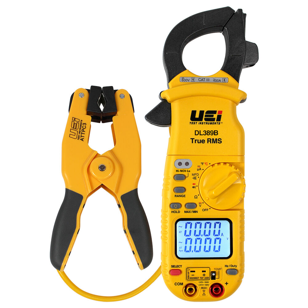 UEi DL389BCOMBO True RMS Dual Display Clamp Meter With Temperature and ATTPC3