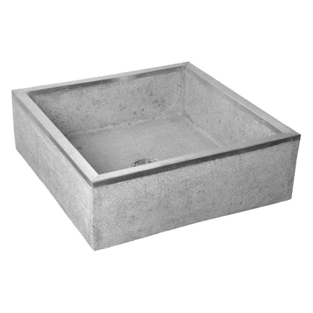 FIAT® SERV-A-SINK® TSB-100 Mop Service Basin With Stainless Steel Cap,  Squared Shape, 24 in W x 24 in D x 12 in H, Precast Terrazzo | First Supply
