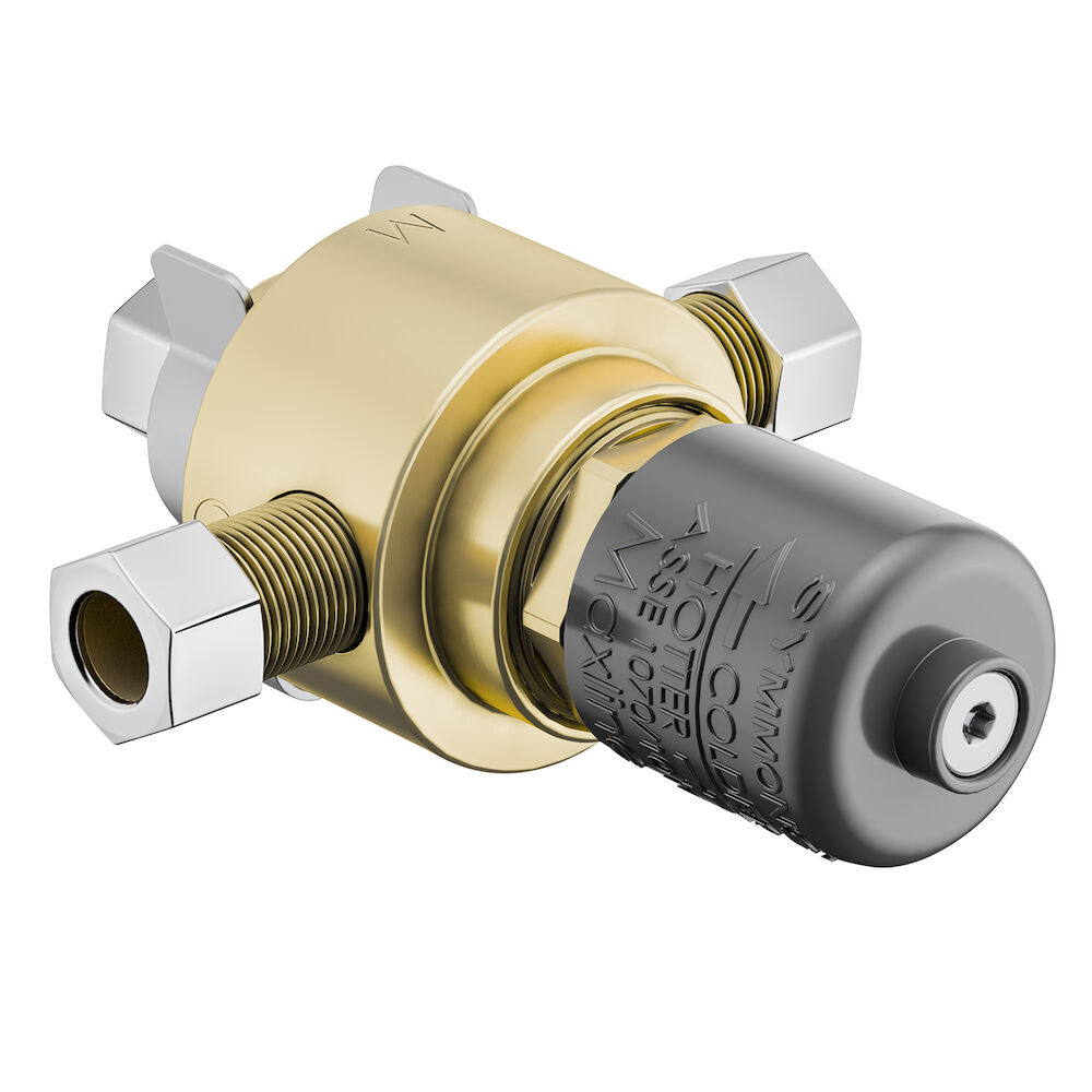 8210CKD Thermostatic Mixing Valve With Check, 3/8 in, Compression, 20 to 125 psi, 0.25  min gpm, Stainless Steel Body