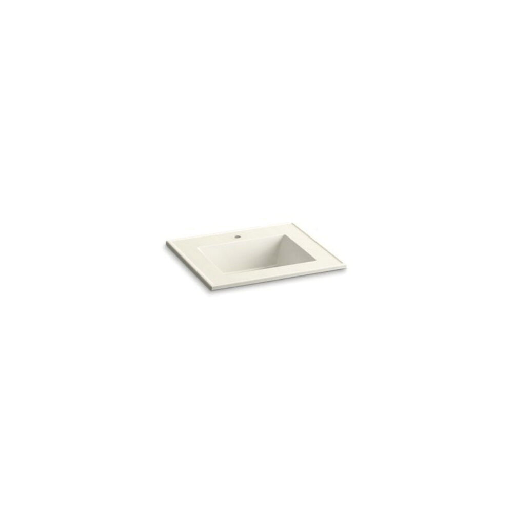 Kohler® 2777-1-G83 Ceramic/Impressions® Bathroom Sink With Overflow, Rectangular, 25 in W x 22-3/8 in D x 7-1/2 in H, ITB/Vanity Top Mount, Vitreous China, Biscuit