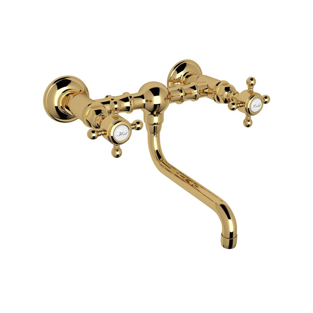 Rohl® A1405/44XMIB-2 Acqui Traditional Low Level Bathroom Faucet, 1.2 gpm, Italian Brass