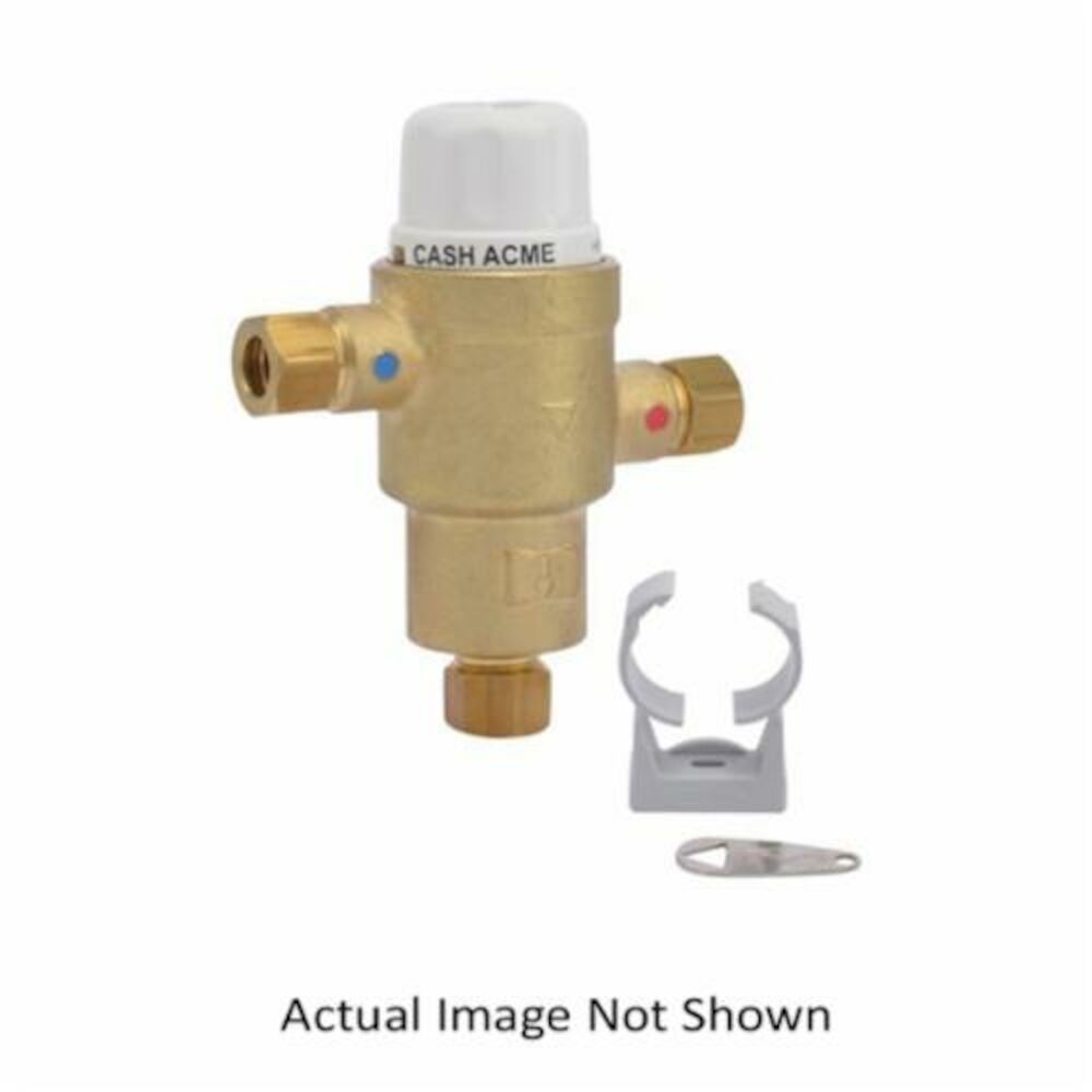 Cash Acme® 24524 Thermostatic Mixing Valve With Integral Check, 3/8 in, Compression, 230 psi, 0.34 to 5.8 gpm, Bronze Body, Import