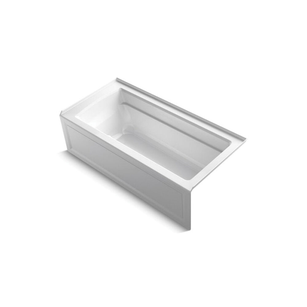 Kohler® 1949-GRA-0 Archer® Bathtub With Integral Front Apron, BubbleMassage™, Rectangular, 66 in L x 32 in W, Right Hand Drain, White - Discontinued