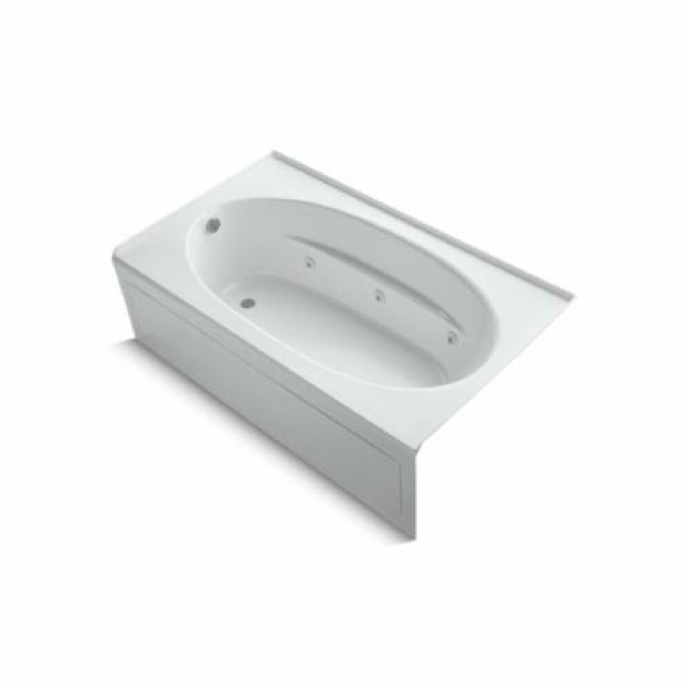 Kohler® 1114-LA-0 Windward® Bathtub With Integral Front Apron, Whirlpool, Oval, 72 in L x 42 in W, Left Drain, White - Discontinued