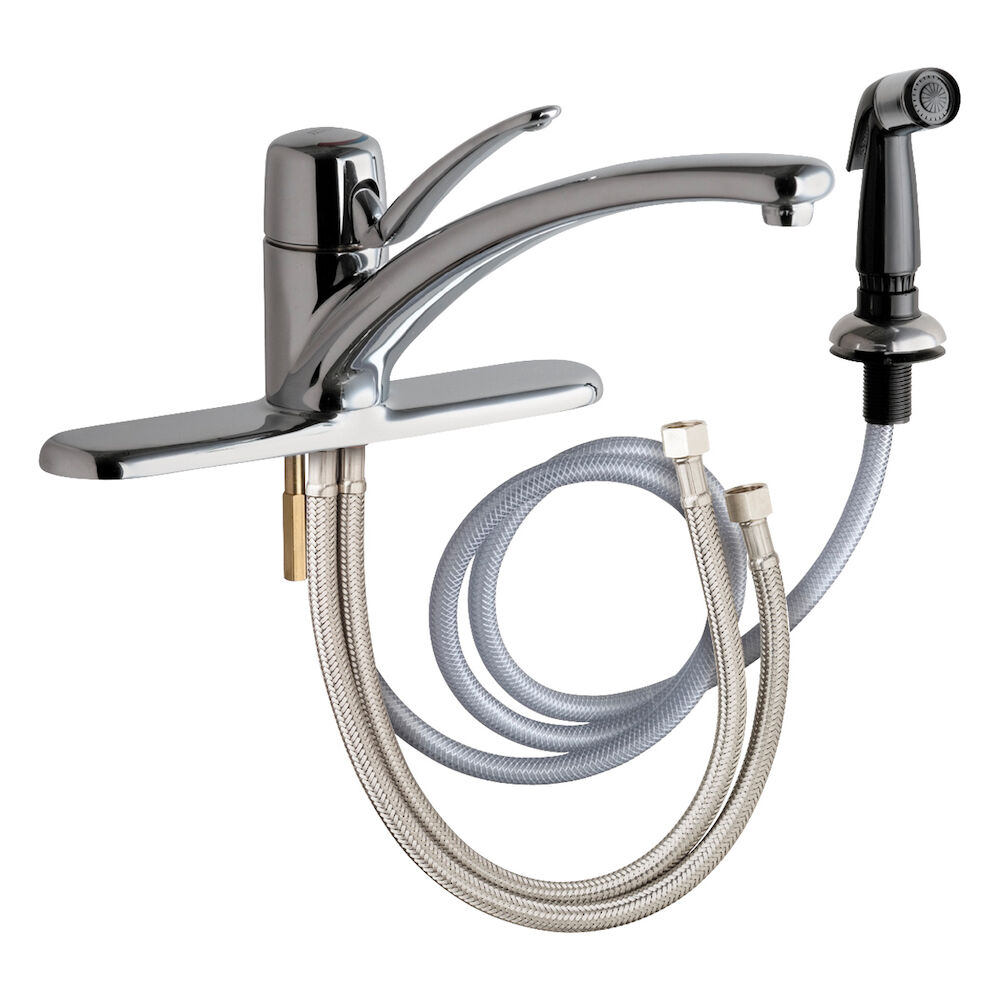 2301-8ABCP Hot and Cold Water Mixing Sink Faucet With Side Spray, Chrome Plated