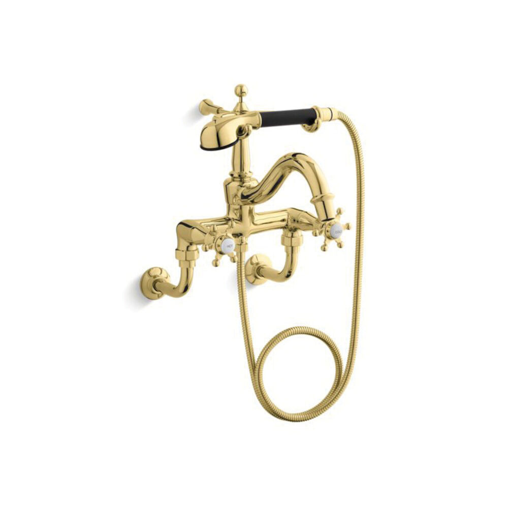 110-3-PB Bathroom Faucet With Handshower, Vibrant® Polished Brass