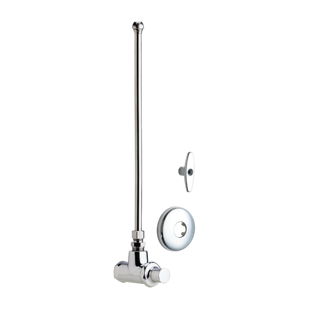 1017-ABCP Angle Stop Fitting With Supply Tube and Loose Key, Chrome Plated