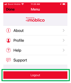 Logout screen