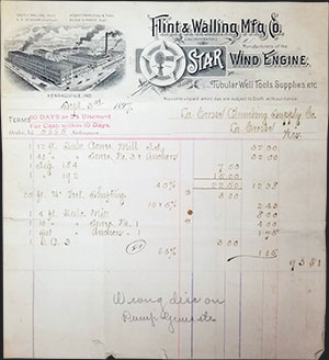 Star Wind Engine Invoice,1897
