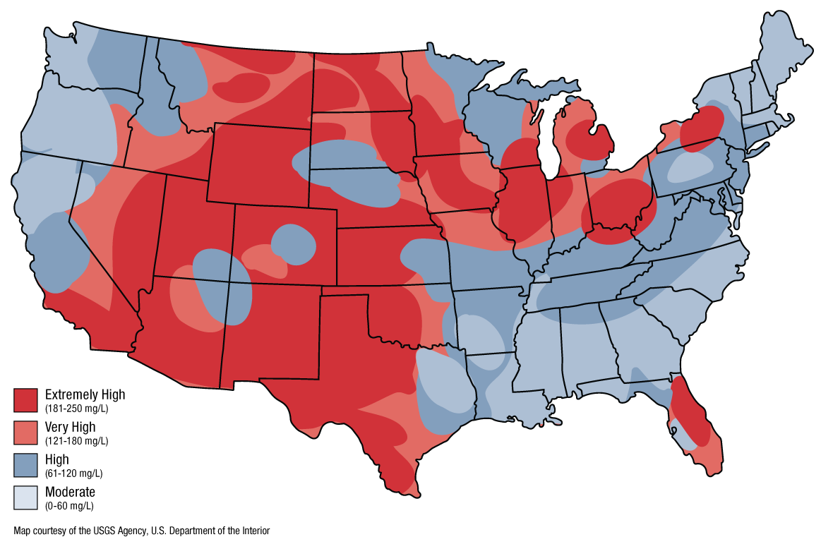 Water Hardness Map USA