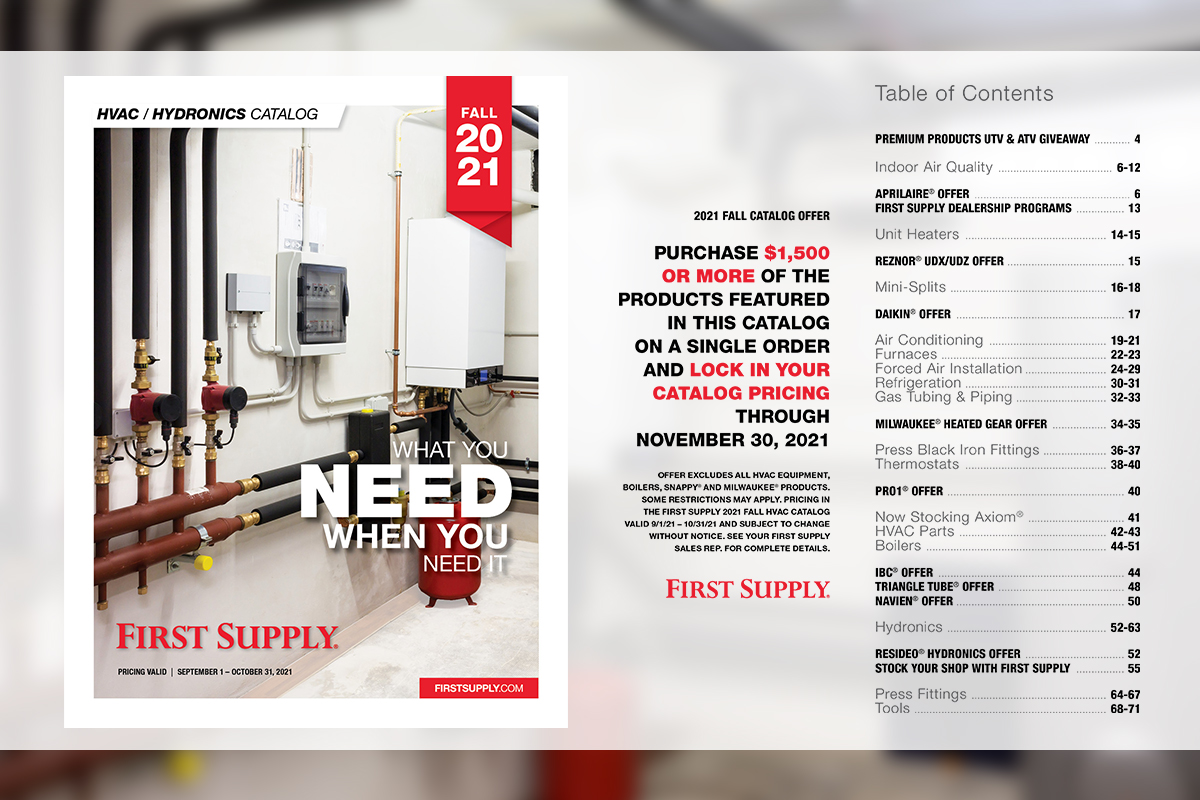 Fall 2021 HVAC / Hydronics Catalog table of contents